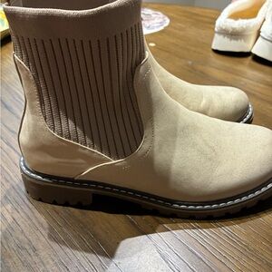 Corkys Beige Ribbed Ankle Booties